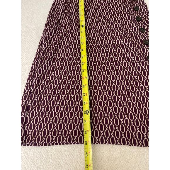 Ann Tylor Womens Belted Sheath Chain Print Midi Dress Burgundy 4P Boardroom Chic - Picture 12 of 14